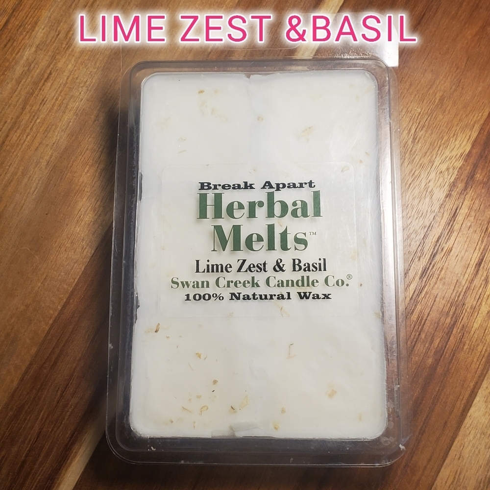 LIME ZEST & BASIL by SWAN CREEK CANDLE Herbal Melts Natural Soy Wax 5.25 oz NWT